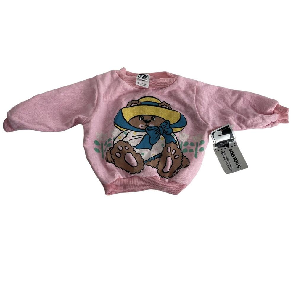 Vintage Jog Togs Pink Teddy Bear Sweatshirt Size 12 Months